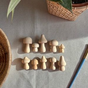 Wooden Small Mushroom Figures | Montessori Toy | Wood Craft